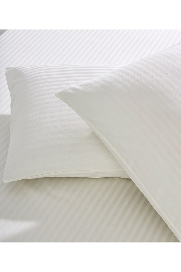 Striped Cotton Satin Pillowcase / Cream (2 PCS)