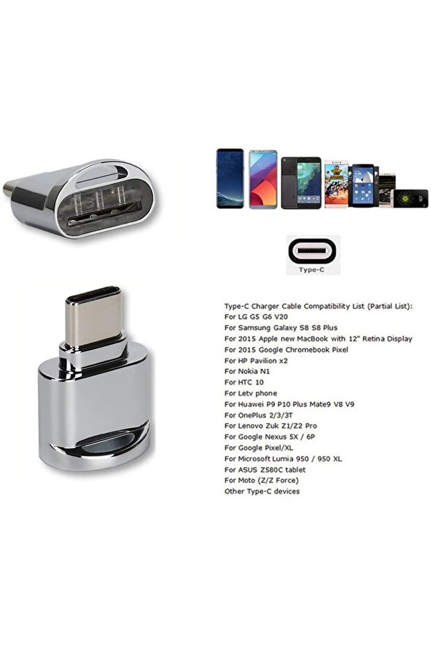 Usb Type-c 3.1 To Micro Sd Tf Hafıza Kart Okuyucu Otg Adaptörü 4477 - 8