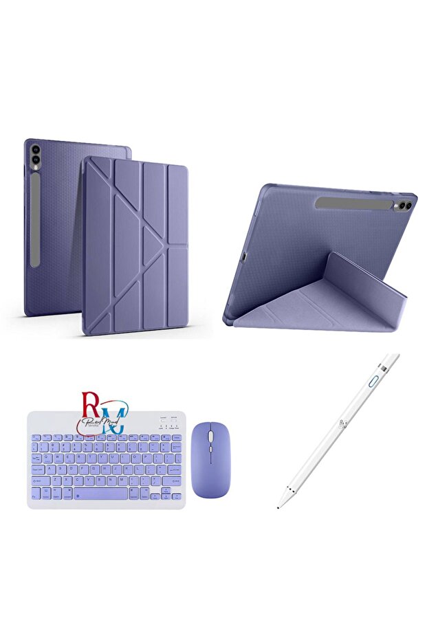 Samsung Galaxy Tab S10 Plus 12.4 inç Uyumlu Standlı Kılıf Dokunmatik Kalem ve Klavye Mouse 3 lü Set - 1