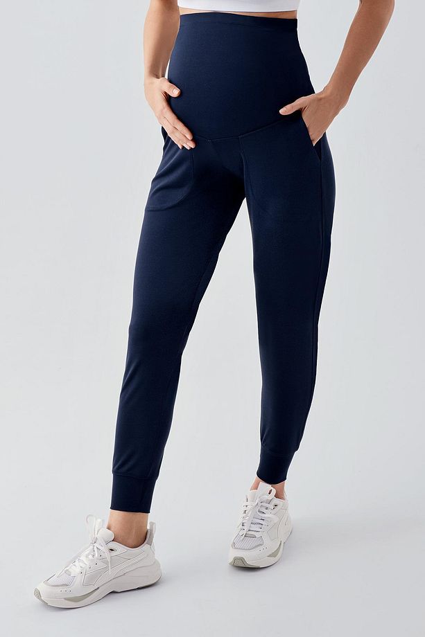 Kadın Yüksek Bel Cepli Hamile Jogger Eşofman Altı E02 - 3