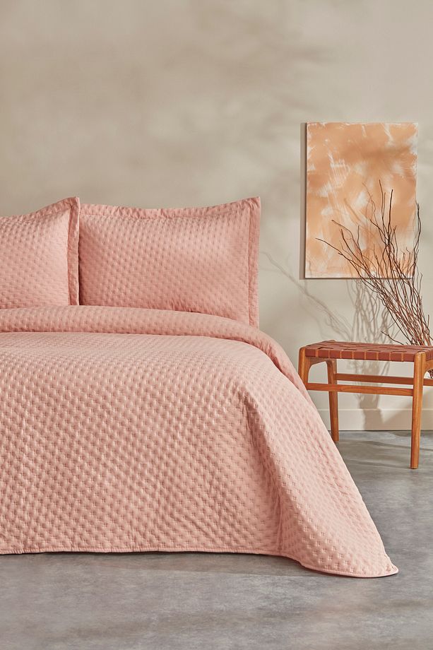 Breeze Soft Çift Kişilik Yatak Örtüsü Somon - 2