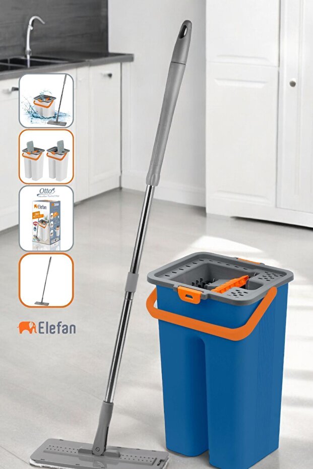 Otto Mop Set - Yeni Nesil Pratik Temizlik Seti, 360° Döner Başlıklı, Su Sıkmalı, Islak Kuru Paspas - 4