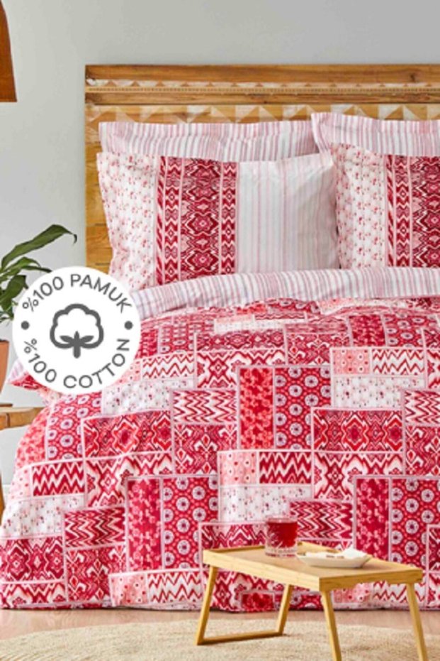 Pietra Red 100% Cotton Single Bedding Set