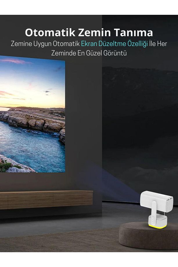 Powerbanklı Android Taşınabilir Projeksiyon Wifi Ve 4k Destekli Rgb Led Akıllı Sinema Projektör - 8