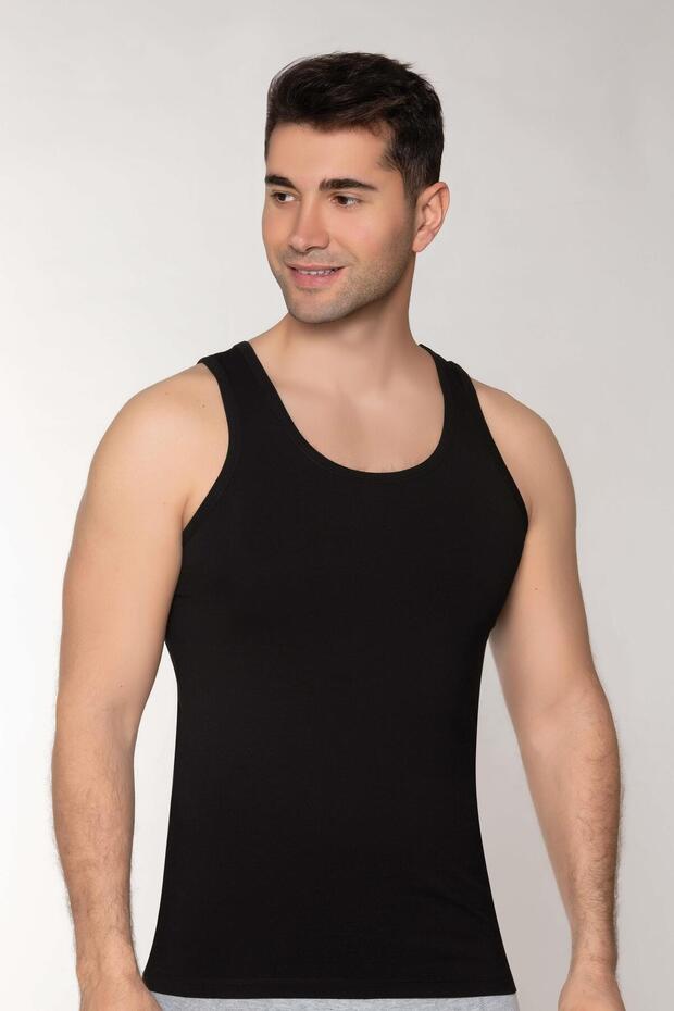 Men's Singlet 100% Cotton Combed Soft Comfortable Underwear Black 2XL XXL Size E002-5