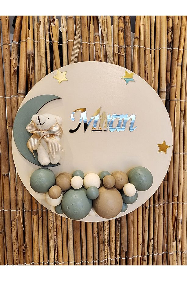 Bubble Ayıcıklı Bebek Kapı ve Duvar Süsü - İstediğiniz isim yazılır - 2