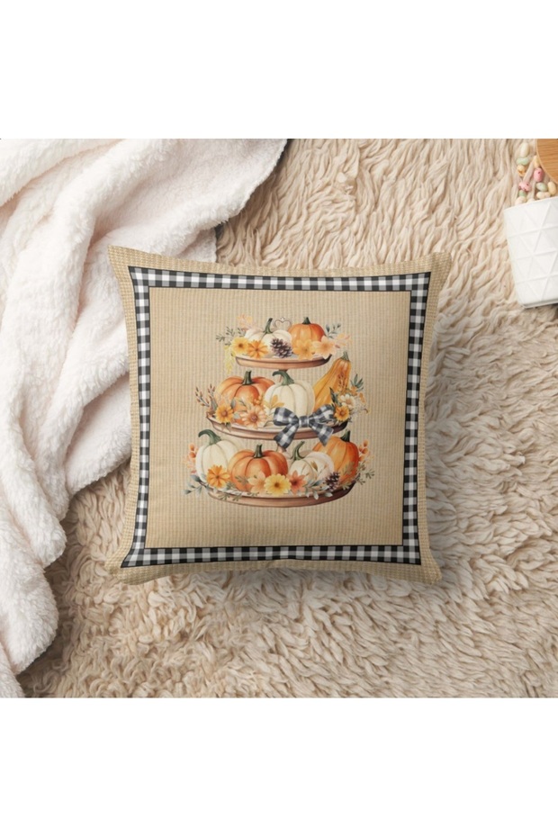 Autumn Themed 43X43 Velvet Cushion Cover