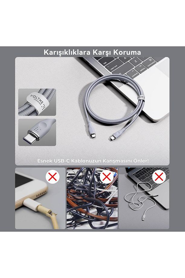 C2064 Powerlink Rugg 100w Type-c Şarj Kablosu 1.8m 5a- Gri - 6