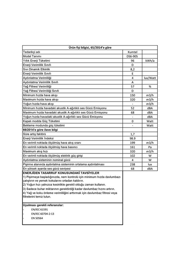 DS6-905W Sürgülü Aspiratör - Beyaz - 2