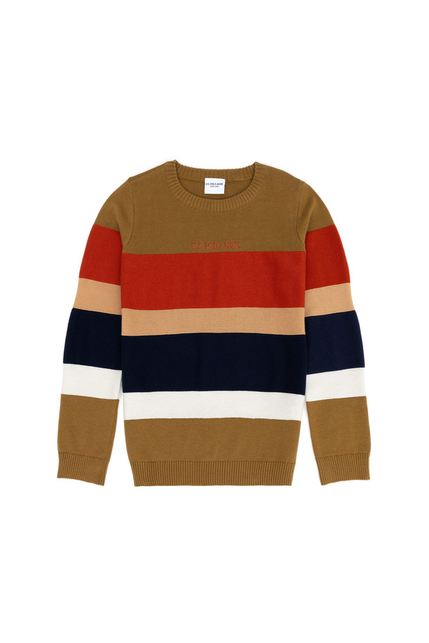 Boy's Light Khaki Crew Neck Sweater 50271362 -Vr183