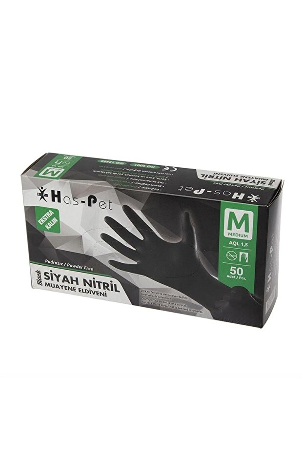 Haspet Siyah Nitril Medium Dövme Eldiveni - Kutu - 1