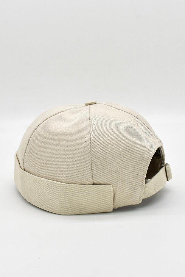 Bej Hiphop Docker Şapka %100 Pamuk Katlamalı Cap - 2