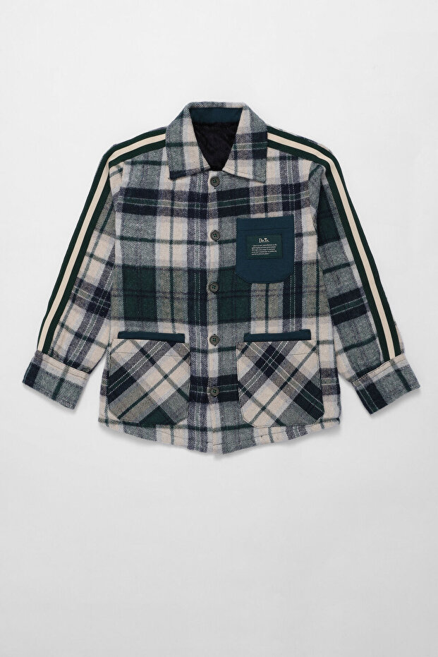 Boy's Green Plush Lumberjack Shirt Jacket