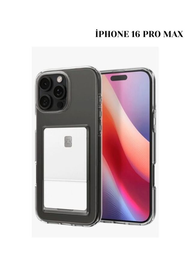 حافظة بطاقات شفافة مع حماية للكاميرا متوافقة مع هاتف iPhone 16 PRO MAX
