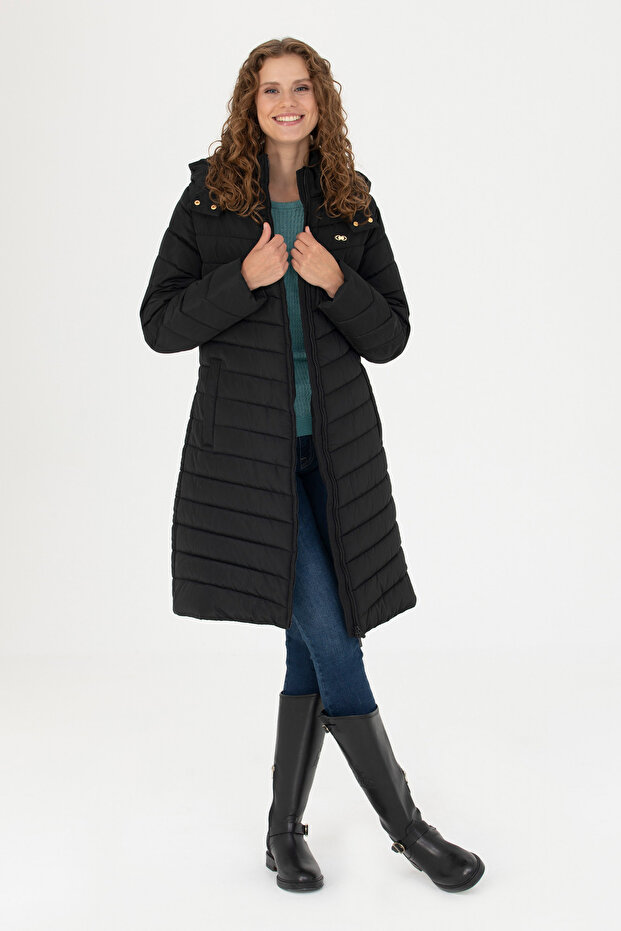 Women's Black Coat 50271096-Vr046