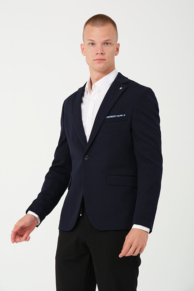 Men's Slim Fit Blazer Jacket Navy Blue