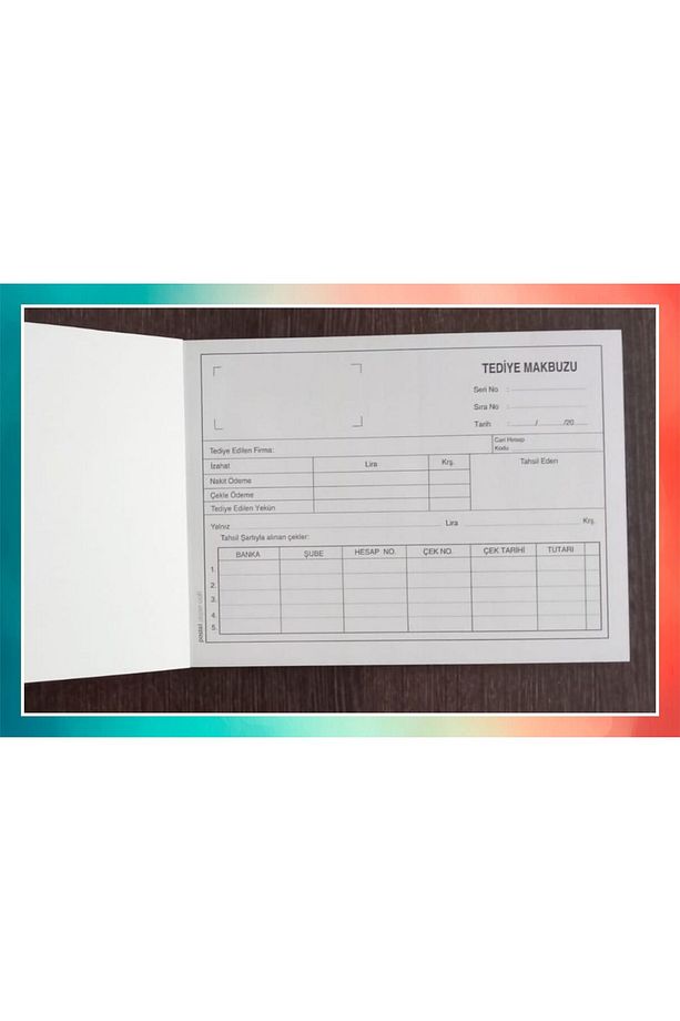 Tediye Makbuzu 2/50 (A5) Ölçüsü: 14x20 cm, Otokopili 1 Asıl 1 Suret 2 Nüsha 2 Adet - 5