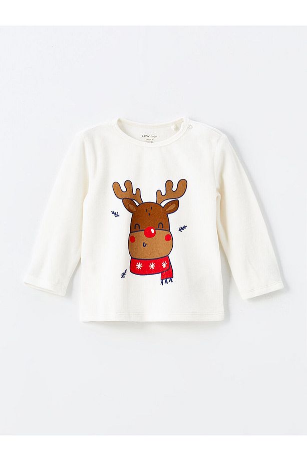 LCWK Bisiklet Yaka Uzun Kollu Yılbaşı Temalı Erkek Bebek Pijama Takımı - 2