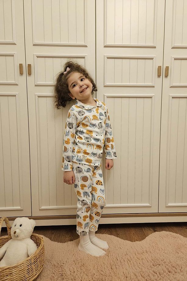 5 Ekle 4 Öde Tilki Zebra Zürafa Panda Civciv Pijama Takimi Hediyelik Alt Üst Çamaşır Eşofman 15145 - 7