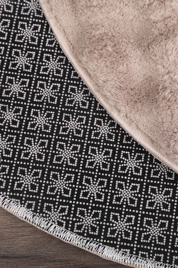 Bubble Kahve Yuvarlak Yolluk Makinede Yıkanabilir Kaymaz Tabanlı Yumuşak Modern Peluş Halı - 4
