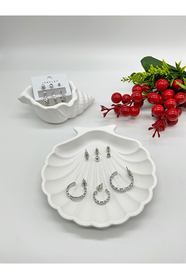 Kadın Çelik Set Küpe - 2