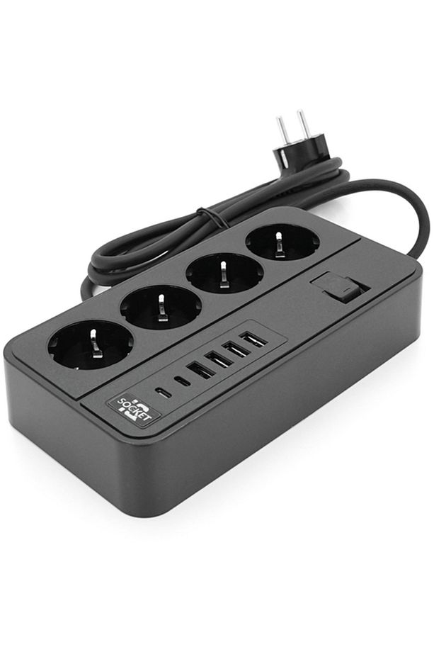 4x Priz 2x Usb-c 4x Usb-A Termal Akım Korumalı 4 Prizli 2 Metre Uzatma Kablosu 3000W Priz - 2