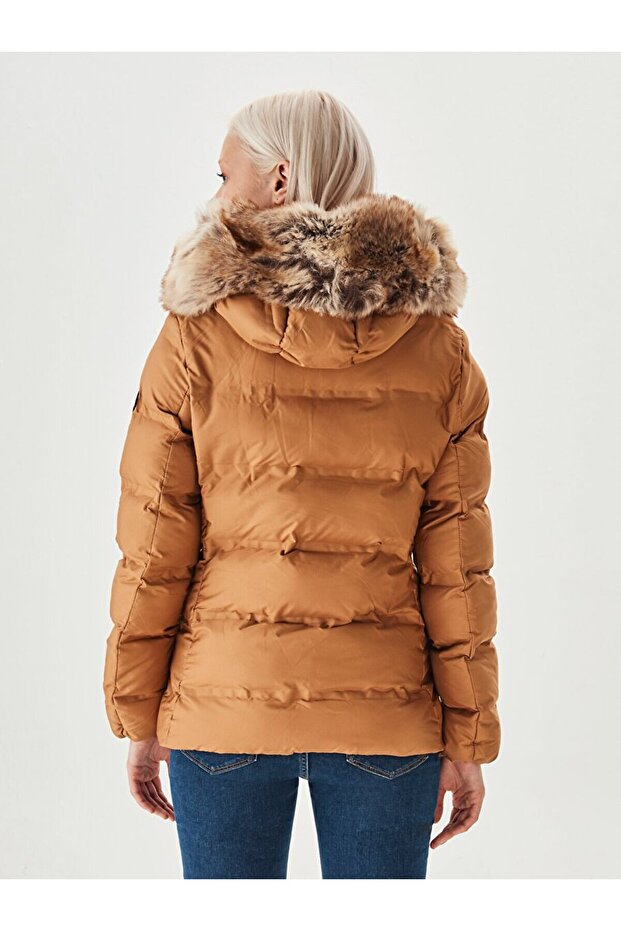 سترة منتفخة بلون القهوة - 5