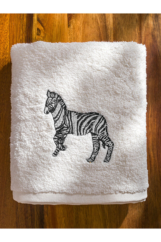 LCW HOME Ekru Nakışlı Yüz Havlusu 50x80 Cm - 3