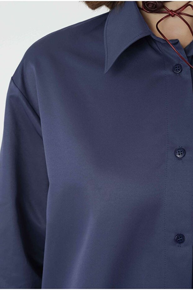 Poplin Gömlek 90 cm Kot Mavi - 7
