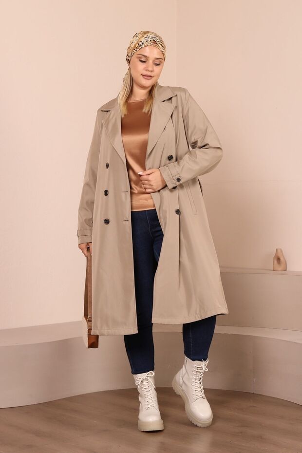 Γυναικεία Hijab Trenckot μεγάλου μεγέθους Hijab Trenc με επένδυση από πέτρα - 5