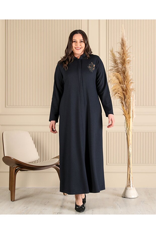 Women's Hijab Clothing Top Coat Full Length Zippered Large Size Top Coat
