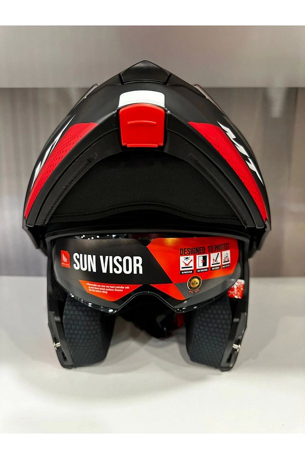 KASK MT GENESİS SV CAVE A5 ÇENE AÇILIR MAT SİYAH/KIRMIZI - 3