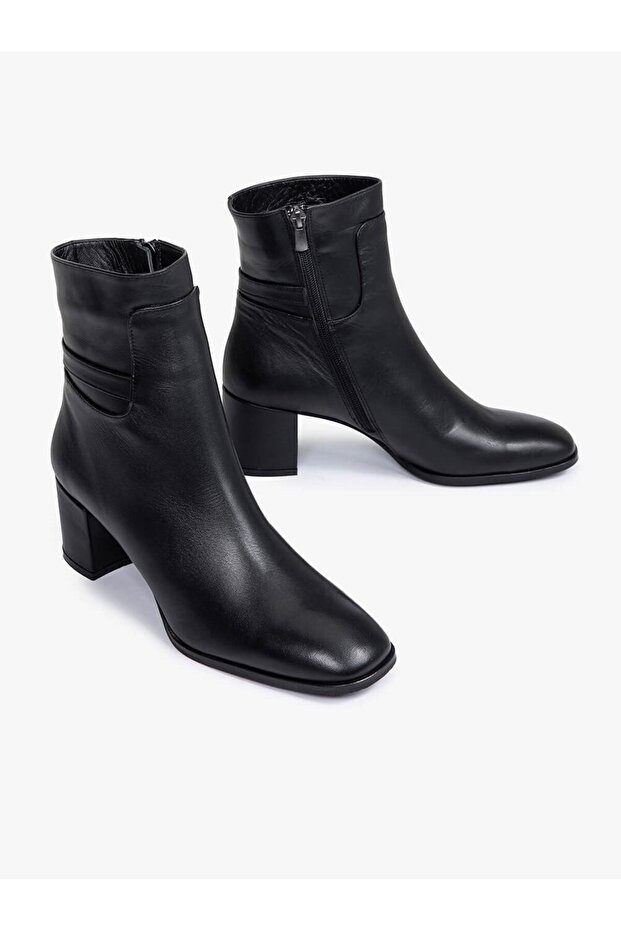 Michele Siyah Deri Kadın Bot - 3