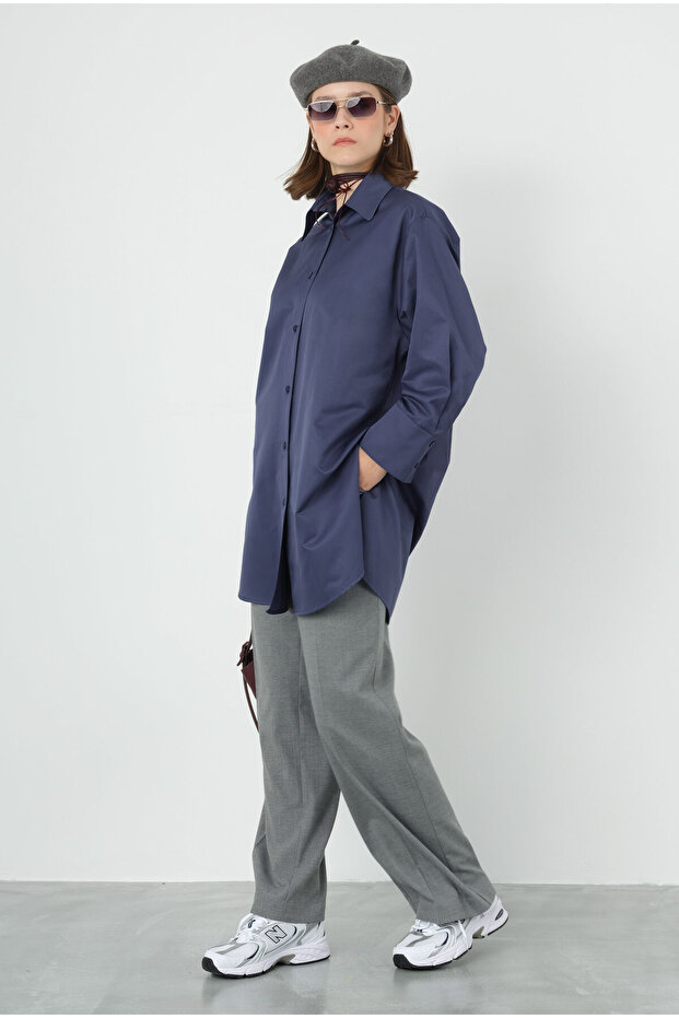 Poplin Gömlek 90 cm Kot Mavi - 6