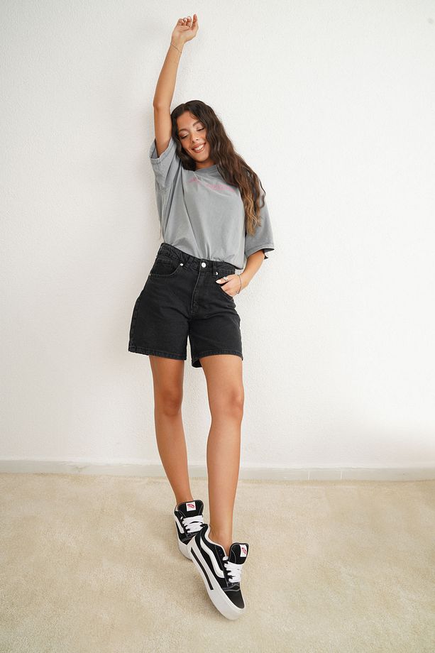 Siyah ZR Jean Şort - 3