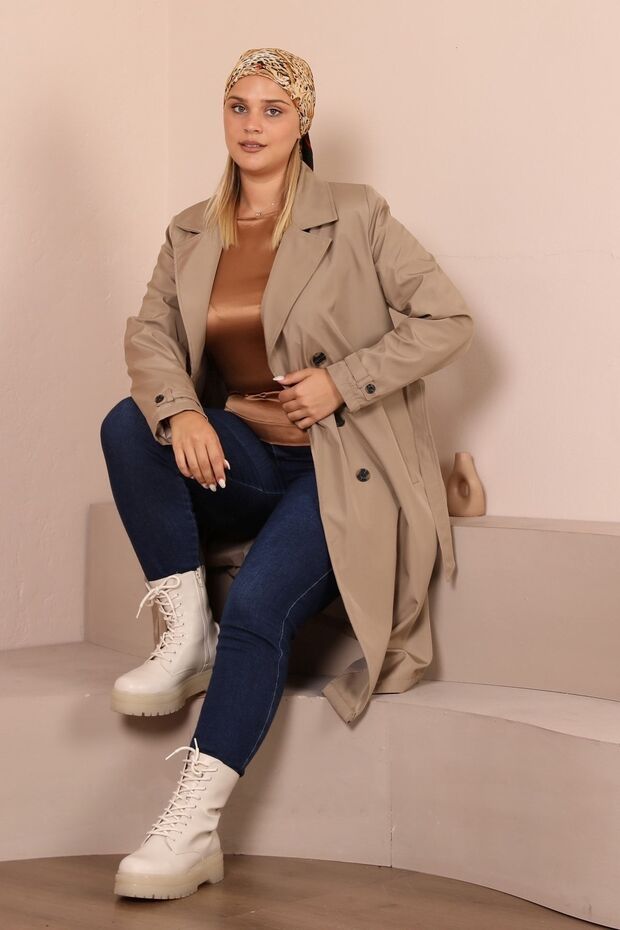 Γυναικεία Hijab Trenckot μεγάλου μεγέθους Hijab Trenc με επένδυση από πέτρα - 8