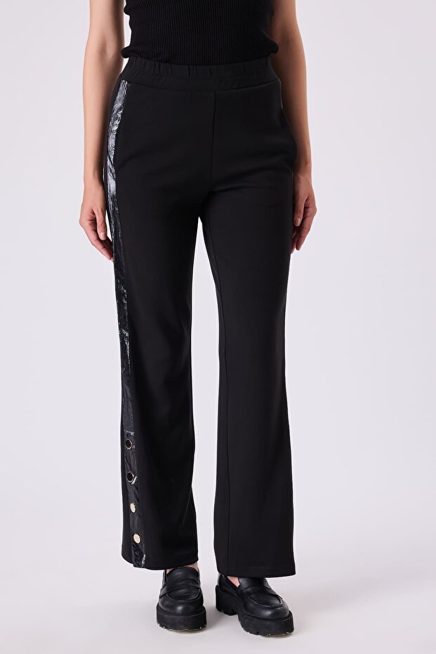 Paçası çıt çıtlı örme pantolon - 4