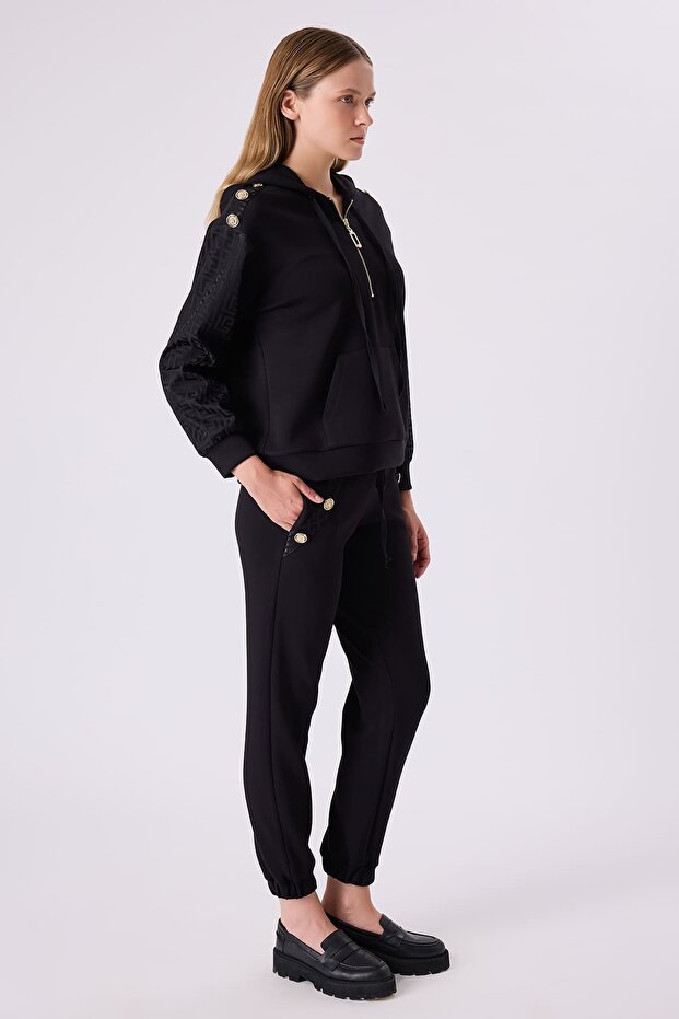 Fermuar detaylı kapşonlu örme bluz - 2