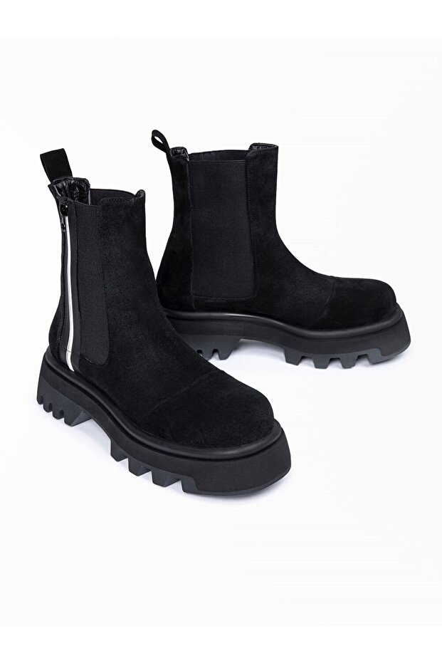 Yael Siyah Deri Kadın Bot - 3