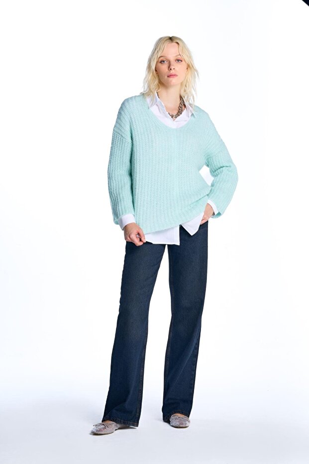 Mint V Yaka Triko Kazak - 4