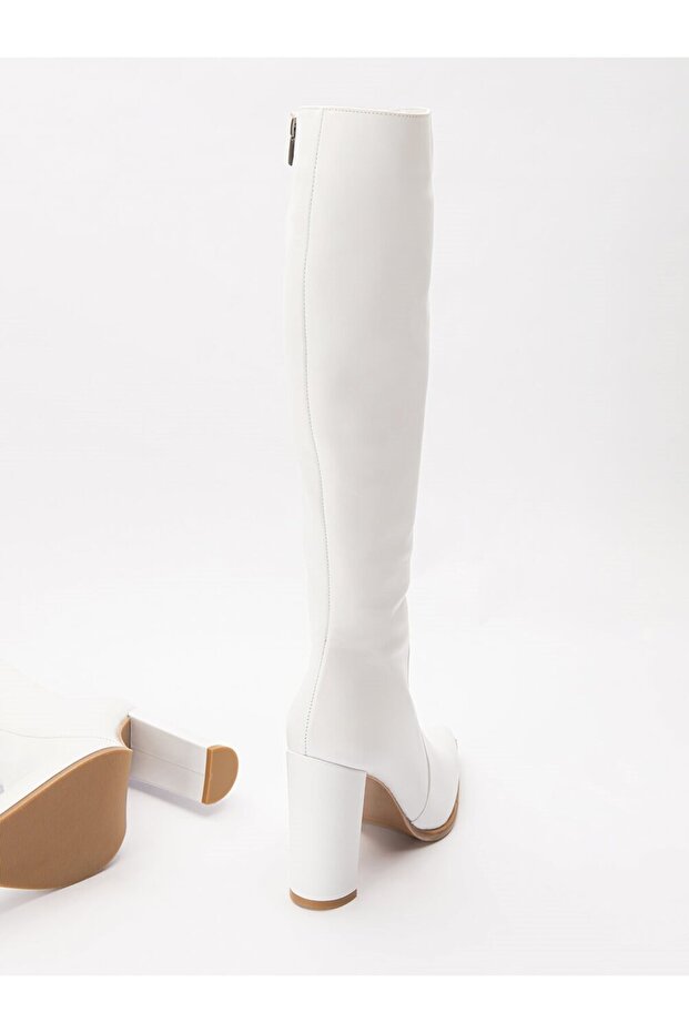 Gio Beyaz Deri Çizme - 2