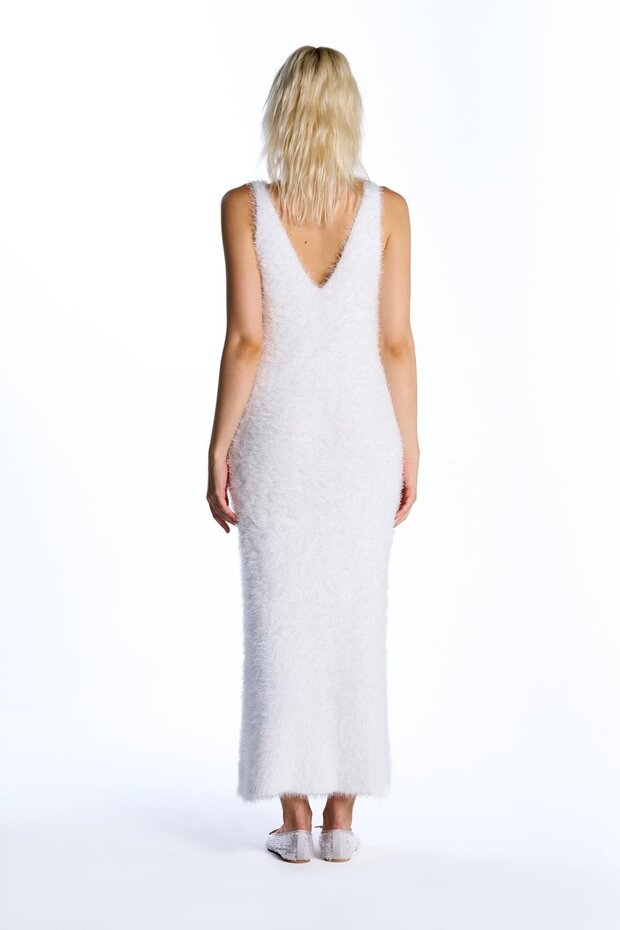 Ekru Triko Elbise - 5