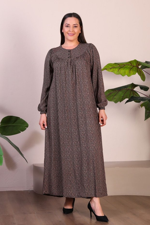 Long Mother Clothing Large Size Women's Hijab Dress Brown