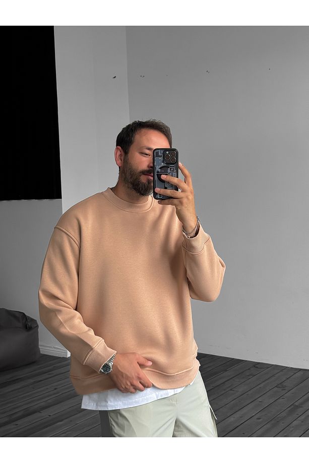 Açık Kahve Basic Sweatshirt BY-058 - 4