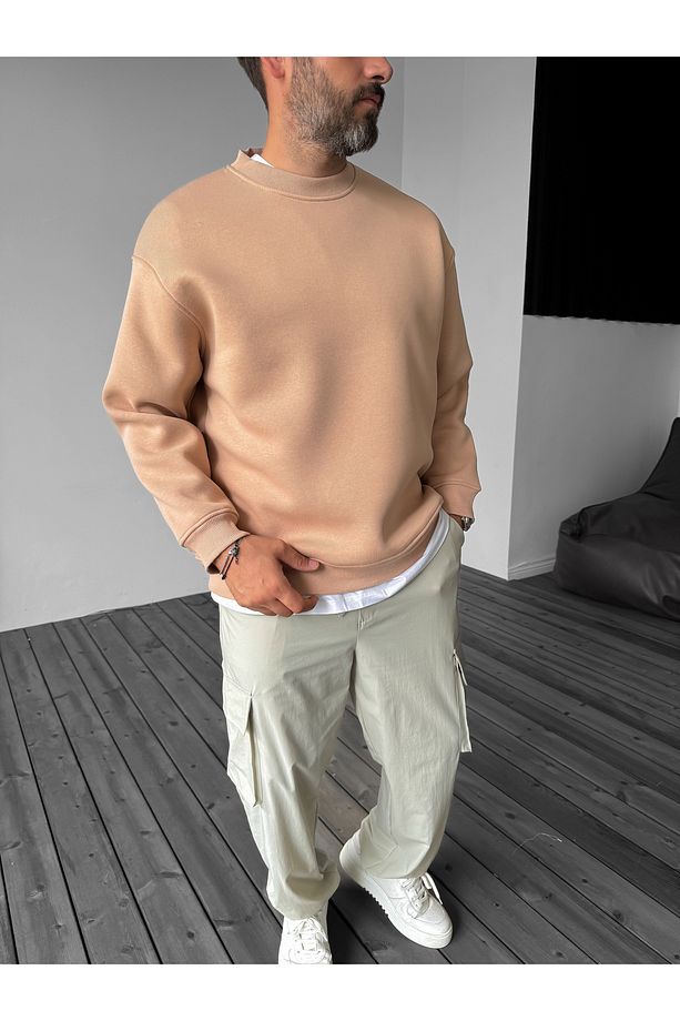 Açık Kahve Basic Sweatshirt BY-058 - 3
