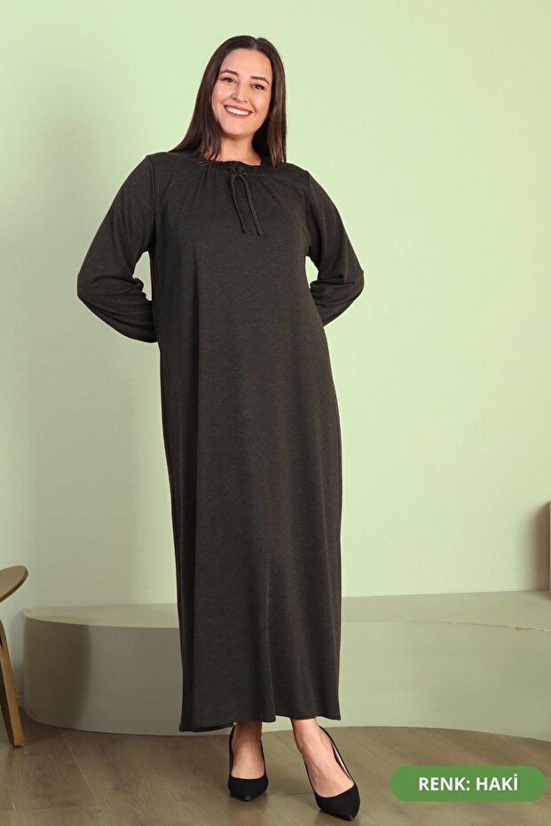 Women's Plus Size Winter Mother Dress Khaki