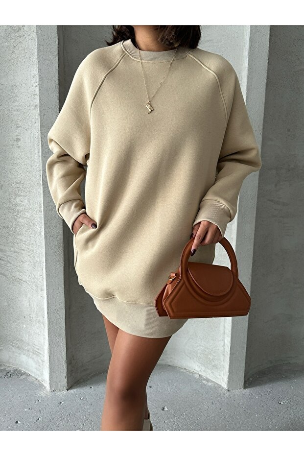 Swt-14271 Mink Pocket Oversize Three Thread Basic Sweatshirt - 5