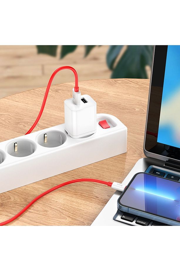 X87 2.4a Iphone Uyumlu Lightning To Usb Hızlı Şarj Veri Kablosu Kırmızı 1 Metre - 4