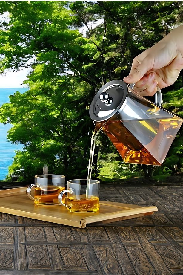 750 ml Süzgeçli Tek Kat Çay Demlik Borosilikat Isıya Dayanıklı Çay Demliği Cam Çaydanlık - 3