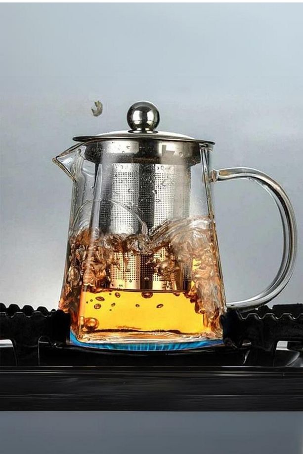 750 ml Süzgeçli Tek Kat Çay Demlik Borosilikat Isıya Dayanıklı Çay Demliği Cam Çaydanlık - 4